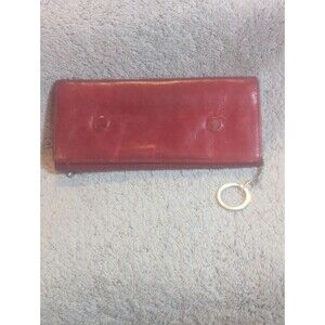 HOBO International Sadie Wine Red Leather Trifold Continental Wallet